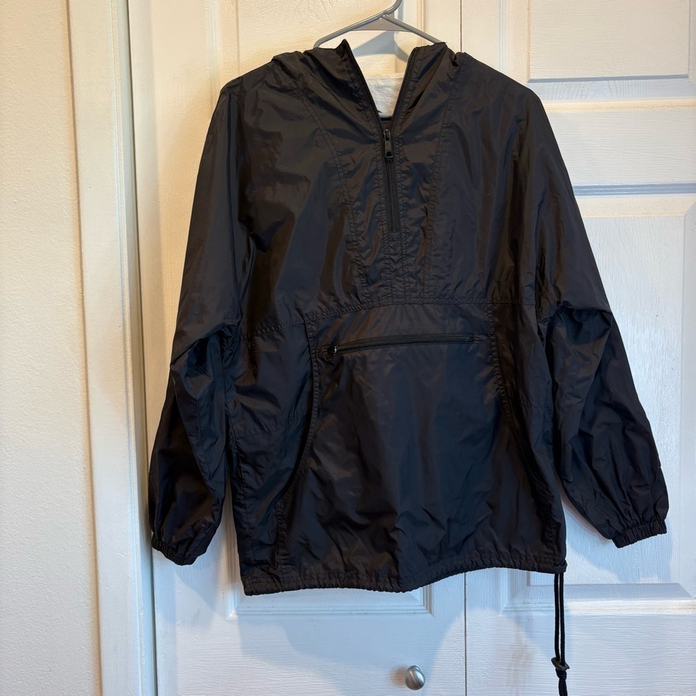 Vintage Port and Company Black Hooded Windbreaker - Size XS
